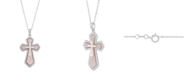 Macy's Mother-of-Pearl & Crystal Cross 18" Pendant Necklace in Sterling Silver